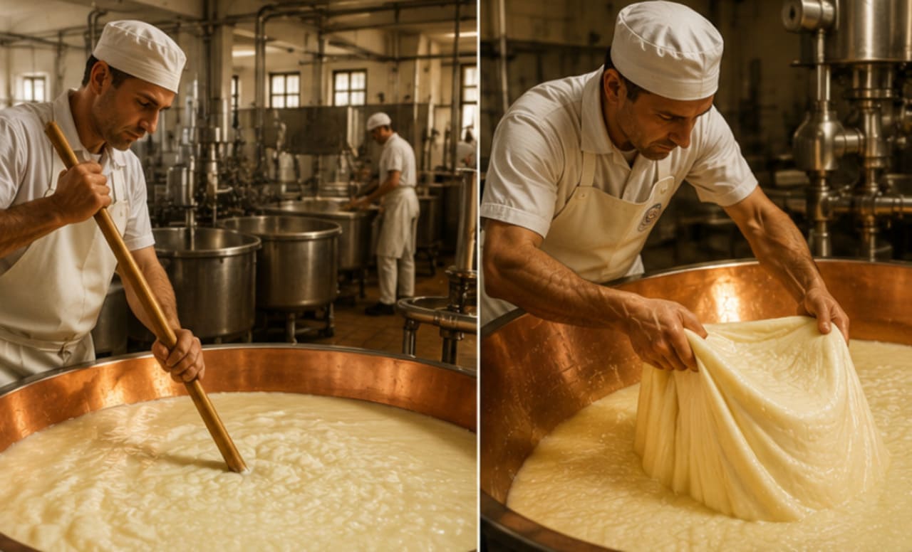 A produção do Parmigiano Reggiano segue regras rígidas que incluem uso exclusivo de leite cru, sem aditivos ou conservantes, e maturação mínima de 12 meses. Cada etapa é monitorada por consórcios que garantem a autenticidade e o respeito às normas, assegurando que apenas queijos produzidos em áreas delimitadas recebam o selo oficial. O resultado é um produto único, cuja qualidade e sabor são reconhecidos mundialmente como fruto de rigor e tradição.