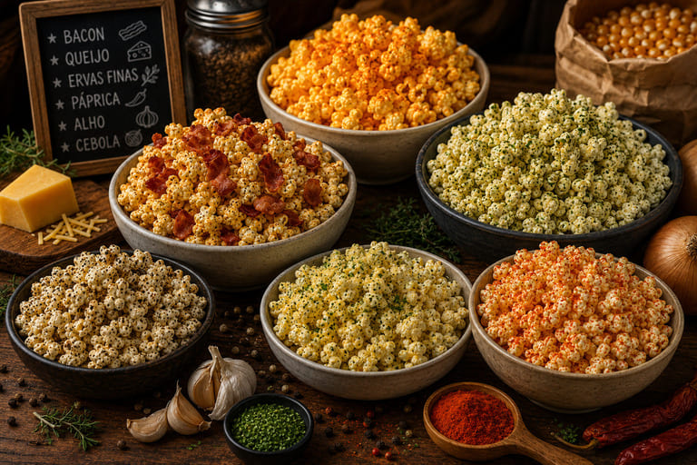 As opções salgadas também passaram por uma verdadeira reinvenção. Sabores inspirados em bacon, queijo, ervas, páprica, alho e outros temperos especiais conquistaram consumidores que procuram experiências mais intensas e diferenciadas.