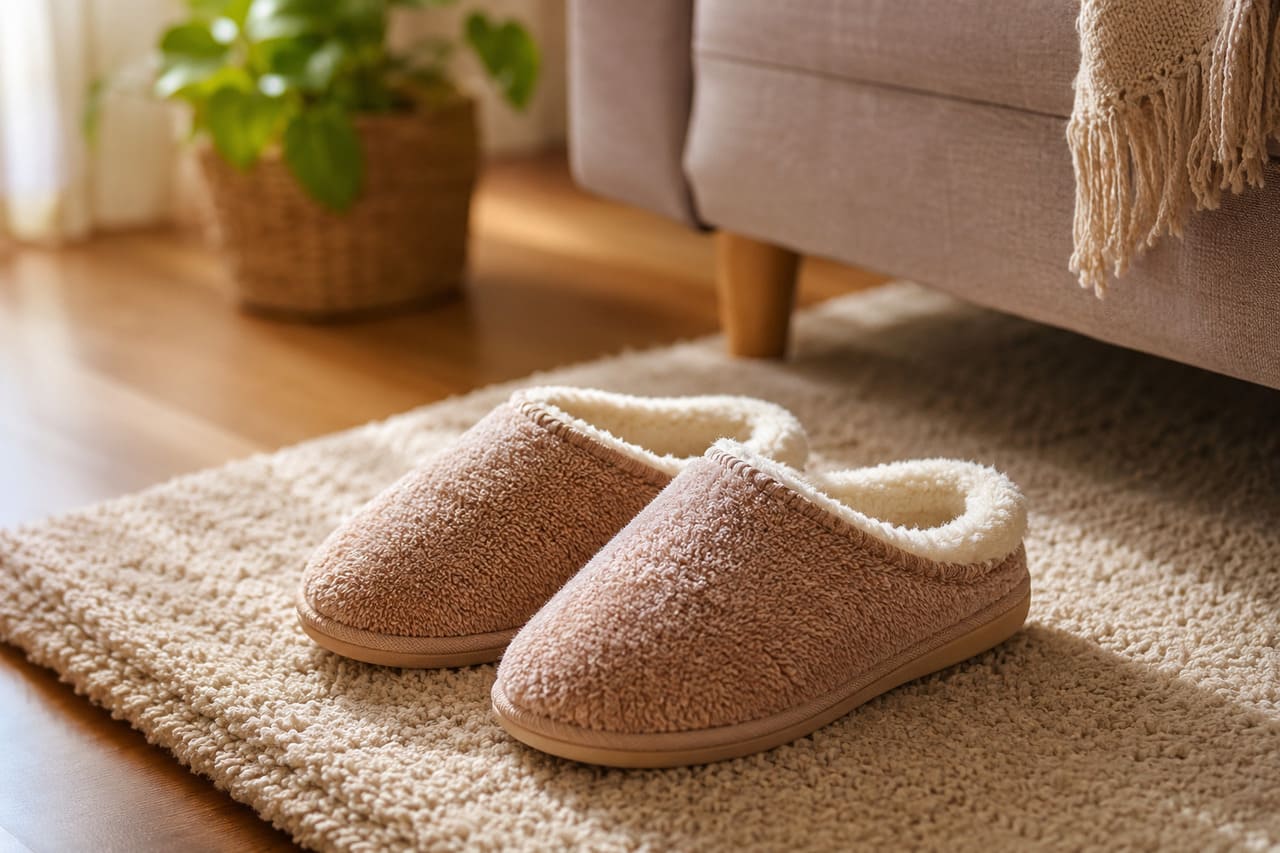 Pantufas unem conforto, proteção e aconchego, mas exigem atenção na escolha do modelo. - imagem gerada por i.a 