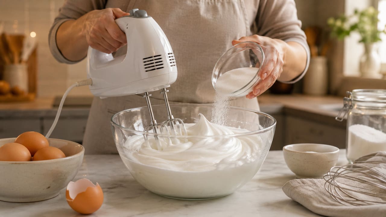 O preparo exige poucos ingredientes, mas requer atenção. As claras são batidas até ganhar volume e, gradualmente, recebem açúcar, formando uma mistura brilhante e estável que pode ser utilizada de diversas maneiras.