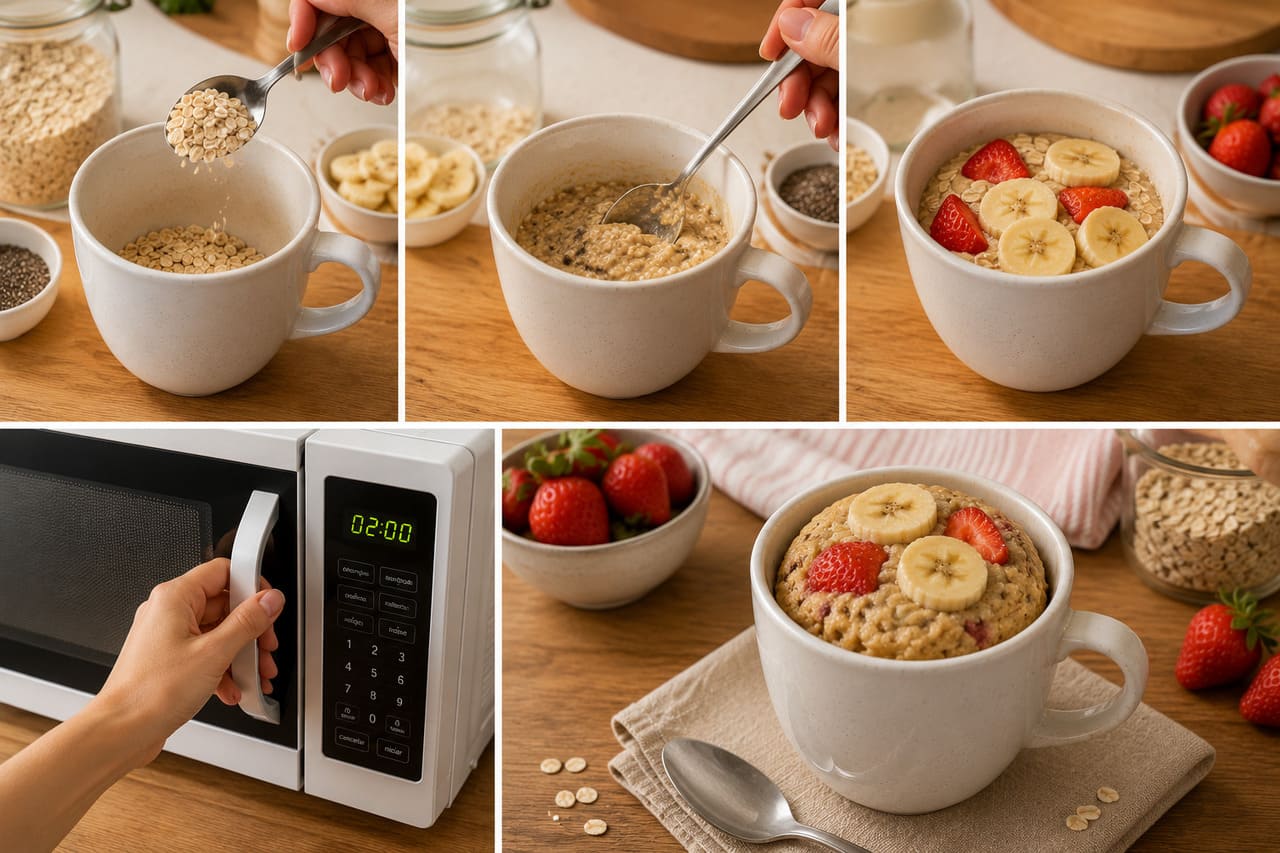 Embora haja opções no air fryer e no forno convencional
a maioria esmagadora das receitas é preparada no micro-ondas.  As ondas aquecem a água presente nos ingredientes, fazendo a massa cozinhar de dentro para fora em cerca de 1 a 3 minutos. 