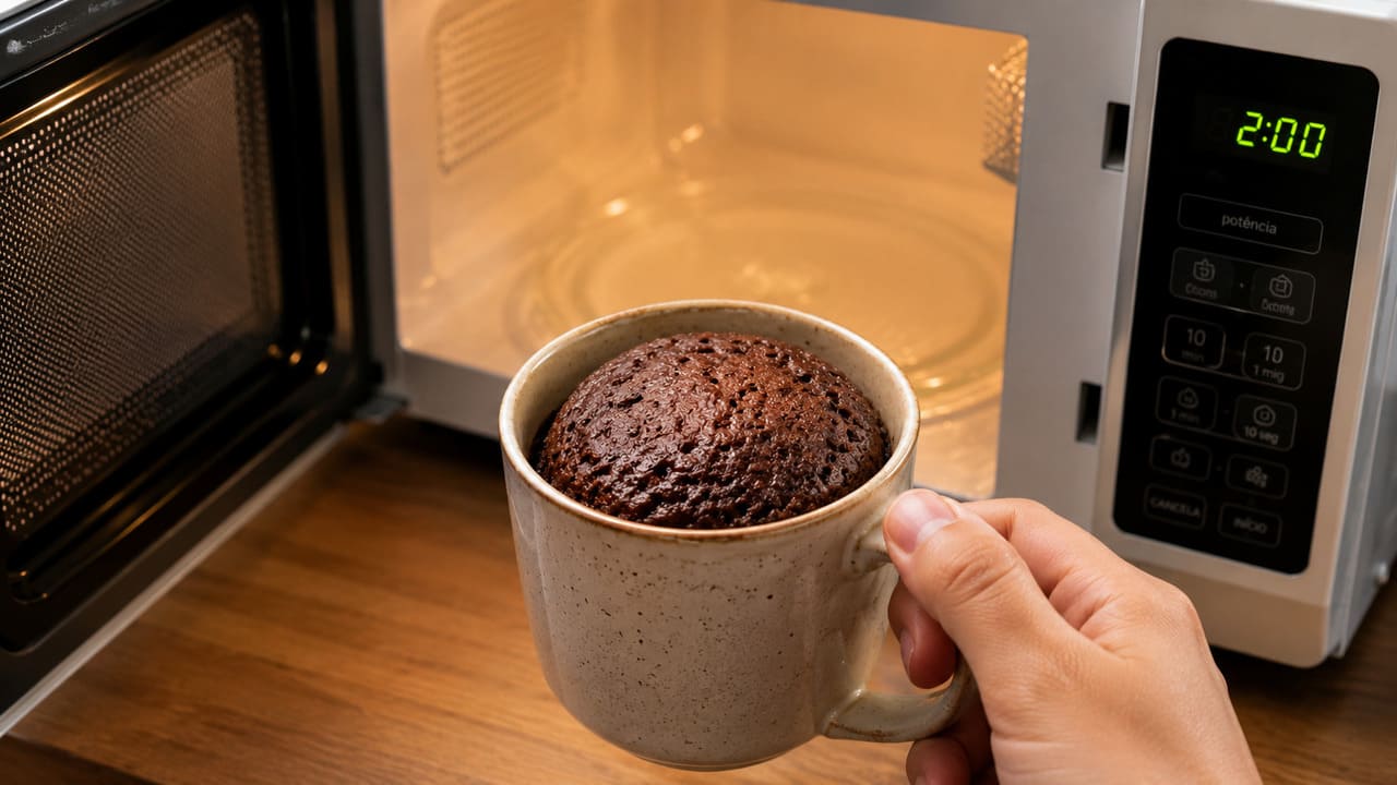 O bolo de caneca se popularizou nos anos 2000 por permitir o preparo de uma sobremesa individual em poucos minutos. A receita é feita diretamente na caneca, reduzindo a quantidade de utensílios e facilitando a limpeza após o consumo.