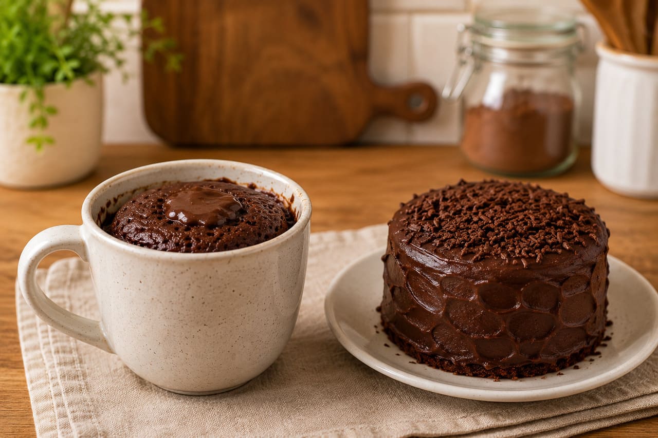 Do ponto de vista nutricional, o bolo de caneca não é considerado menos saudável do que um bolo tradicional apenas por ser preparado no micro-ondas. O valor nutricional depende principalmente dos ingredientes utilizados e da quantidade consumida.