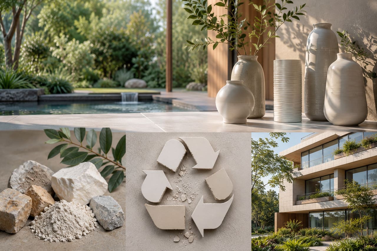 Na pauta ambiental, a porcelana se destaca por ser feita de matérias-primas abundantes e recicláveis, além de ter longa durabilidade. Construções e objetos feitos com ela reduzem substituições frequentes e impactos ambientais, assim como projetos conscientes valorizam o material como relevante opção ecológica e funcional, reforçando seu papel no futuro sustentável.
