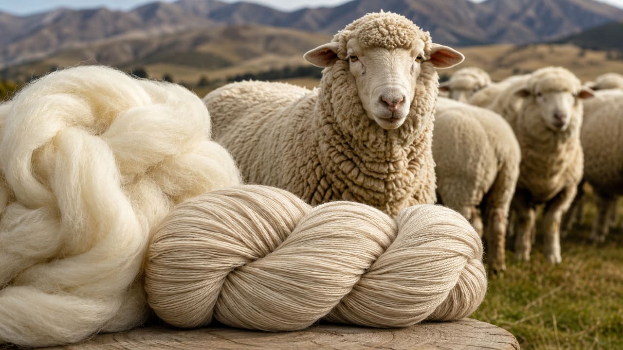 Lã Merino
Considerada uma das lãs mais conhecidas do mundo, a merino é obtida de ovelhas da raça Merino. As fibras são finas, macias e costumam causar menos desconforto em contato com a pele do que lãs mais grossas.