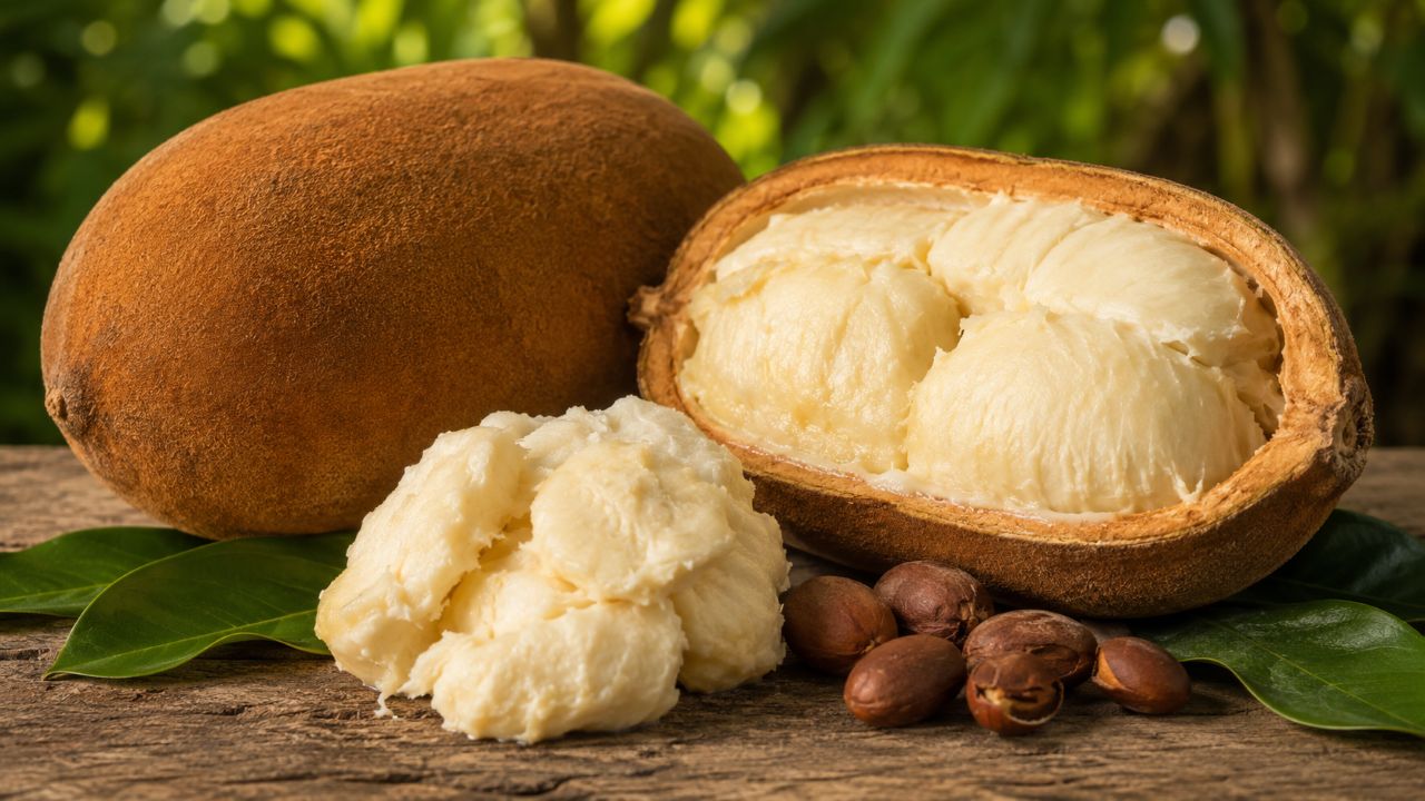O cupuaçu, de nome científico Theobroma grandiflorum, é uma fruta típica da Amazônia brasileira, reconhecida por seu aroma marcante e sabor característico. Ele pertence ao mesmo gênero botânico do cacau, o Theobroma, e, por isso, compartilha diversas características e propriedades nutricionais. Cultivado principalmente nos estados do Pará e do Amazonas, o fruto apresenta uma casca espessa e marrom que protege uma polpa branca, cremosa e altamente aromática. Muito utilizado na culinária regional, -  (crédito: Imagem Gerada por IA )