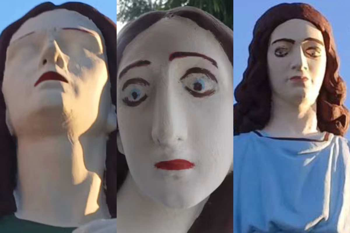 Tentativa de restauração de esculturas religiosas viraliza e gera polêmica em cidade de Minas Gerais – Reprodução/Redes Sociais