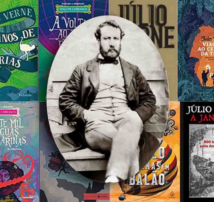 Julio Verne Montagem capa 3X1 Flpiar - Reproduçao/Dominio Publico
