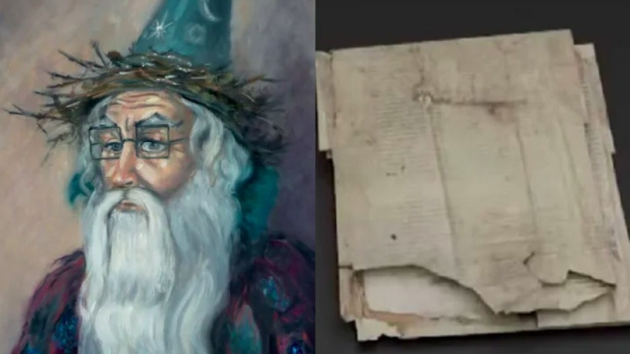 A descoberta de um manuscrito do século 13 trouxe novas informações sobre Merlin, o lendário mago das histórias do Rei Arthur, e pode mudar muito do que se sabe sobre ele. O fragmento faz parte da 'Suite Vulgate du Merlin', uma versão francesa da lenda arturiana datada entre 1275 e 1315, e estava camuflado na encadernação de um livro de registros do século 16.
 -  (crédito: Montagem/Wikimedia Commons/Reprodução)