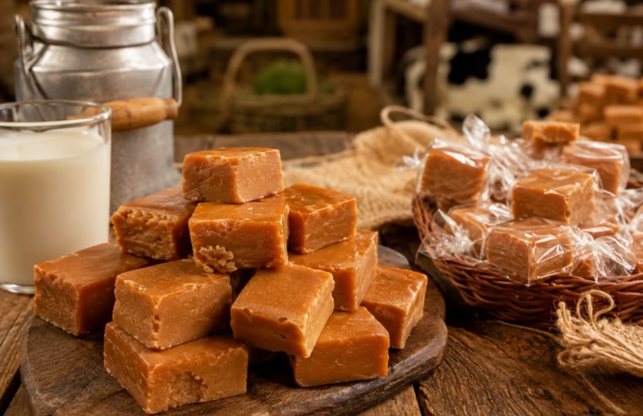 Apesar de lembrar o doce de leite comum, o pingo de leite costuma ser mais firme e compacto por fora e cremoso por dentro. Em muitas versões, ele pode ser cortado em pedaços pequenos, diferentemente das receitas cremosas usadas em recheios e sobremesas.