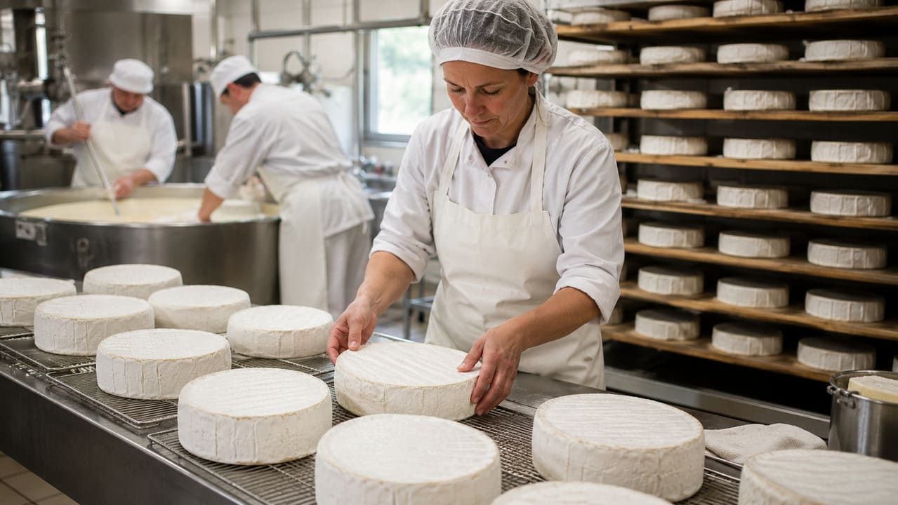 A produção do Brie segue regras específicas que incluem uso de leite de vaca pasteurizado ou cru, coagulação lenta e maturação em ambientes controlados. A casca branca característica é resultado da ação do fungo Penicillium candidum, que confere aroma suave e textura única. Cada etapa, portanto, é monitorada para garantir autenticidade e qualidade, assegurando que o queijo mantenha sua reputação mundial como produto de excelência.
