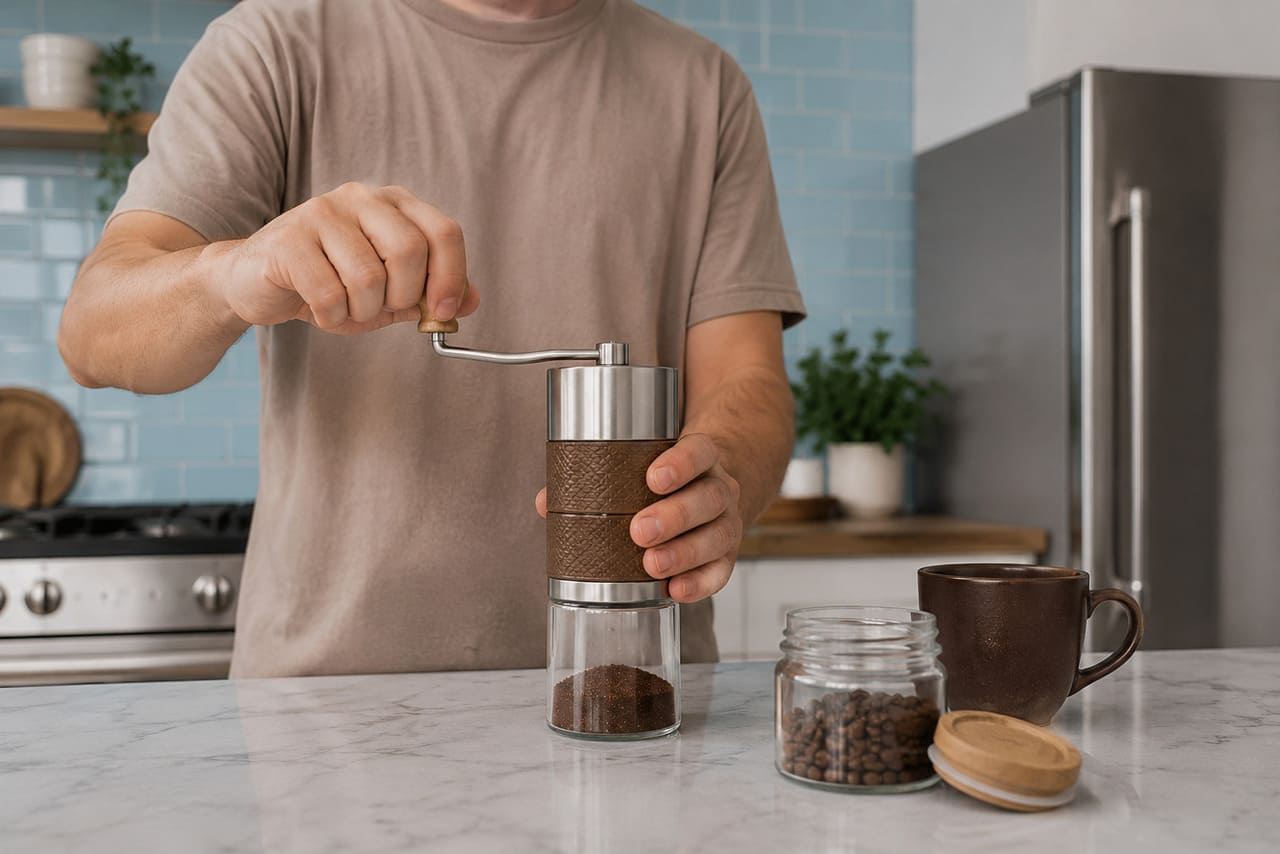 Outro ponto positivo é o maior controle sobre a moagem, já que a velocidade manual reduz o risco de superaquecimento dos grãos e ajuda a preservar os óleos essenciais do café. Além disso, modelos feitos em inox ou com peças de cerâmica tendem a apresentar boa durabilidade. Por outro lado, o processo exige esforço físico e pode se tornar cansativo para quem prepara grandes quantidades de café diariamente. 
