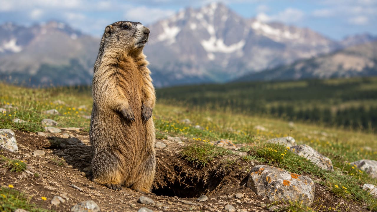 Marmota
As marmotas frequentemente assumem postura ereta perto das entradas das tocas. A posição facilita a vigilância e ajuda o grupo a reagir rapidamente em caso de perigo.