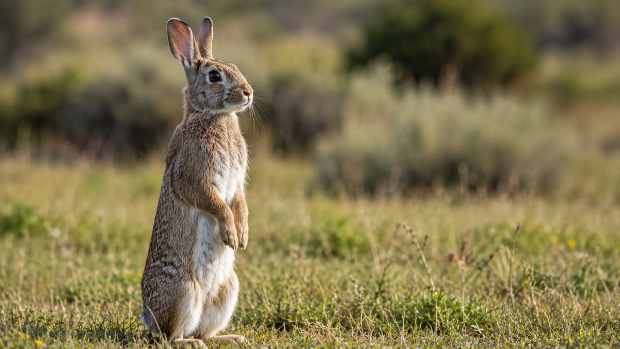 Coelho
Alguns coelhos se levantam sobre as patas traseiras para investigar sons e cheiros no ambiente. O comportamento é mais comum quando o animal percebe algo diferente ao redor.