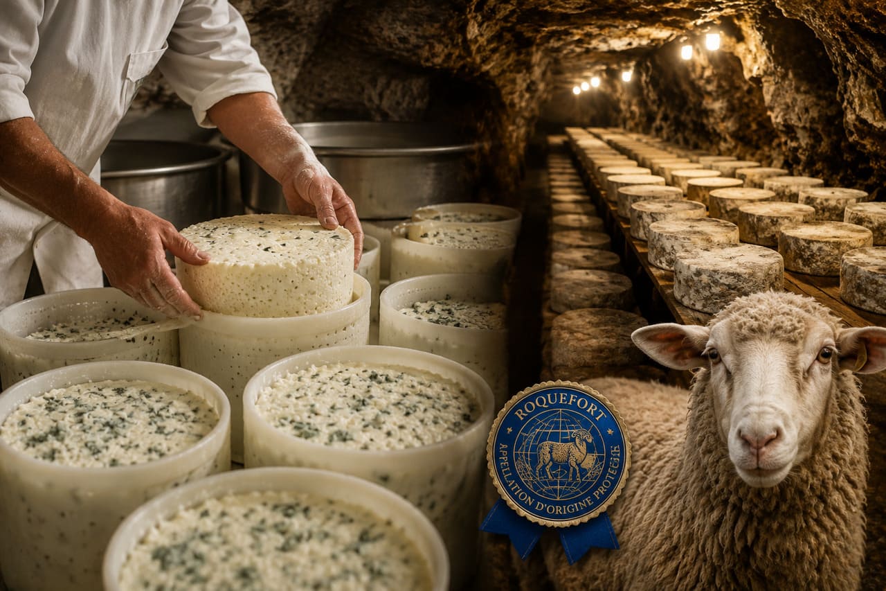 A produção do Roquefort segue regras rígidas que incluem uso exclusivo de leite cru de ovelhas da raça Lacaune, sem aditivos ou conservantes, e maturação obrigatória nas cavernas de Roquefort-sur-Soulzon. Cada etapa é monitorada por consórcios que garantem autenticidade e respeito às normas, assegurando que apenas queijos produzidos na área delimitada recebam o selo oficial. O resultado é um produto único, cuja qualidade e sabor são reconhecidos mundialmente como fruto de rigor, tradição e ligaç