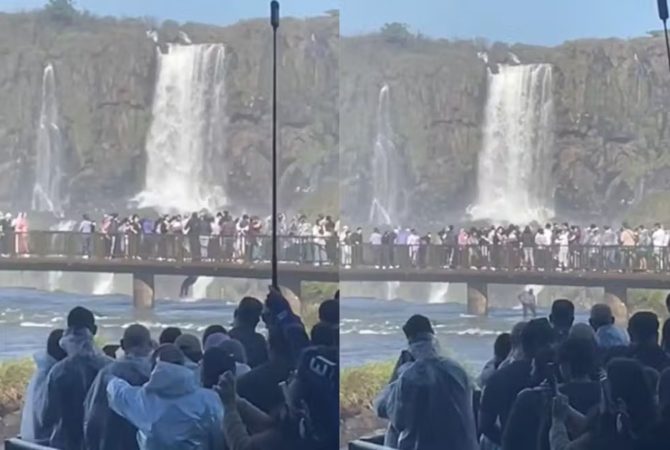 Turista desafia as águas para recuperar celular e reacende atenção sobre a grandiosidade e os riscos das Cataratas do Iguaçu