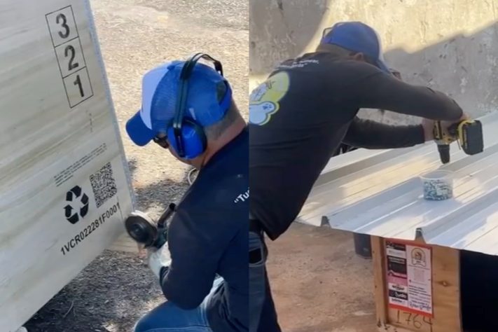 Caminhoneiro constrói casinhas para pets abandonados em Rio Preto (SP) — Reprodução/TV TEM