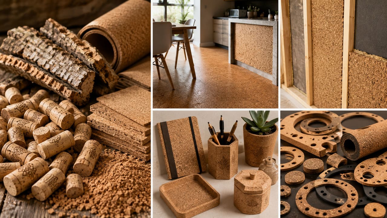 As rolhas representam apenas uma das aplicações da cortiça. Dependendo da qualidade do material, ela também é utilizada em pisos, revestimentos, isolamento, artesanato e diversos produtos industriais.