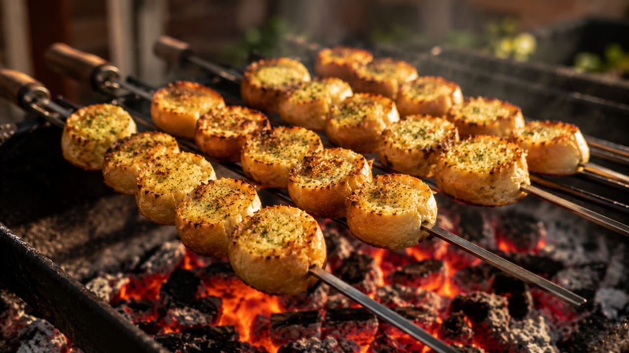 O pão de alho tornou-se um dos acompanhamentos mais tradicionais dos churrascos brasileiros. Crocante por fora e macio por dentro, ele conquistou espaço também em restaurantes, padarias e reuniões familiares. -  (crédito: imagem gerada por i.a )