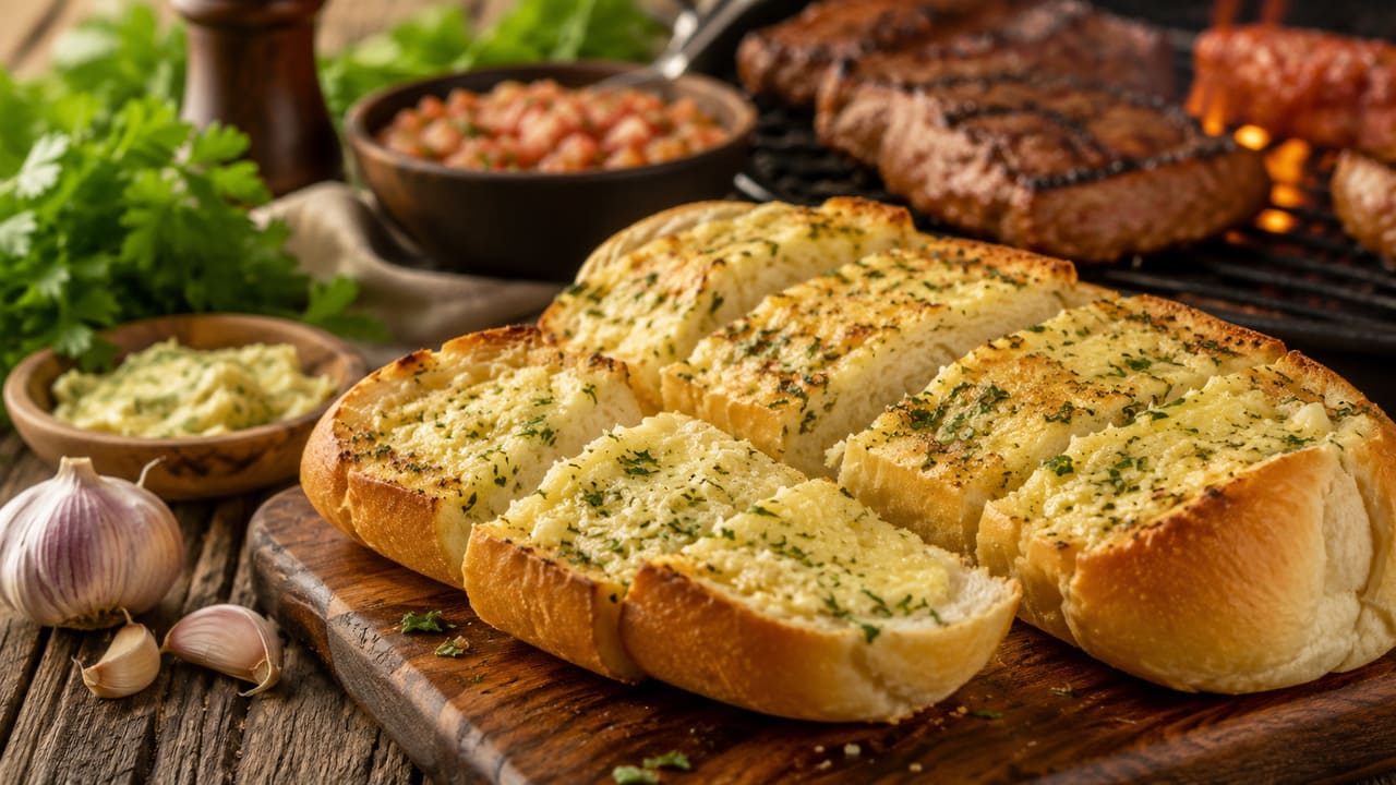 Receitas com pão, alho e gordura já eram consumidas em países europeus, especialmente na Itália. No Brasil, a combinação foi adaptada ao churrasco e ganhou versões mais cremosas e recheadas.