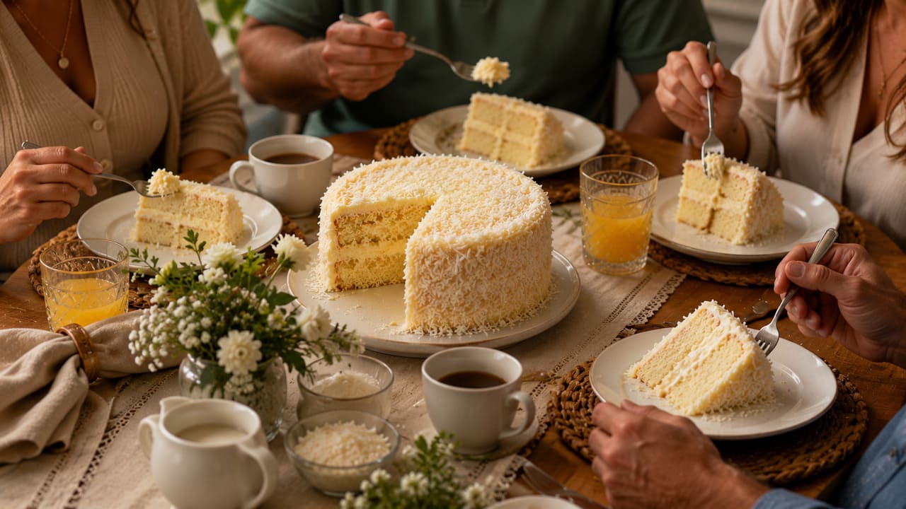 Baba de moça
É um creme clássico feito com leite de coco, leite condensado, gemas e, em algumas receitas, açúcar. Possui textura aveludada e combina especialmente com frutas e massas brancas.