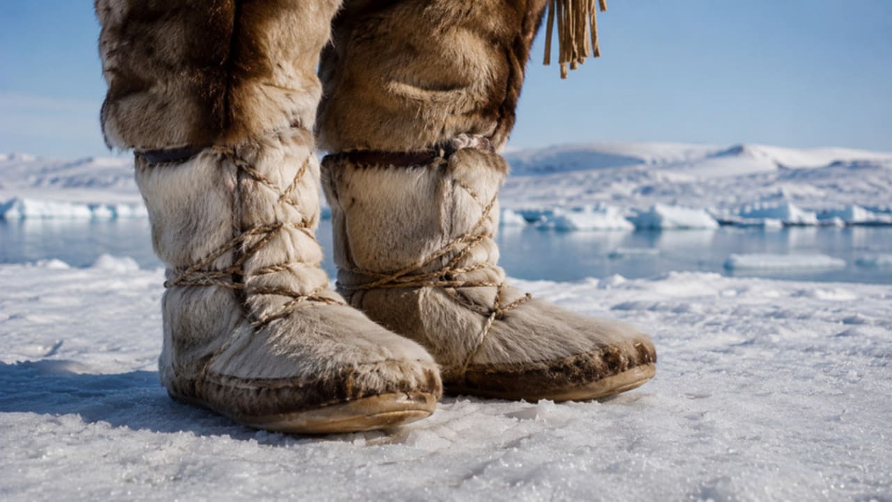 Botas de pele isolam os pés da neve
Povos do Ártico desenvolveram botas confeccionadas com peles e couro, que mantêm os pés aquecidos mesmo sobre gelo e neve. O isolamento térmico é fundamental para evitar perda de calor e congelamentos.
