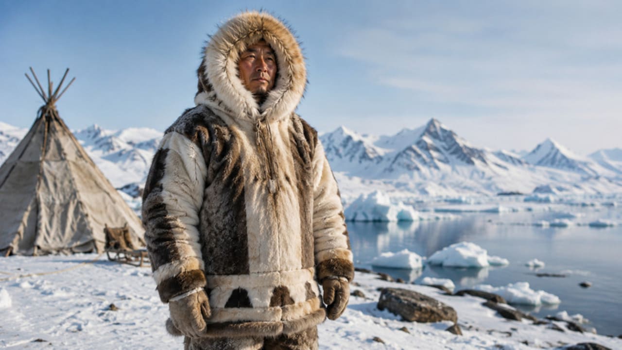 Parka protege do frio intenso do Ártico
Criada pelos povos indígenas do Ártico, a parka tradicional era confeccionada com peles de animais, como caribu e foca. Seu capuz com acabamento em pelos ajuda a reduzir a entrada de vento gelado e protege o rosto contra temperaturas extremamente baixas.