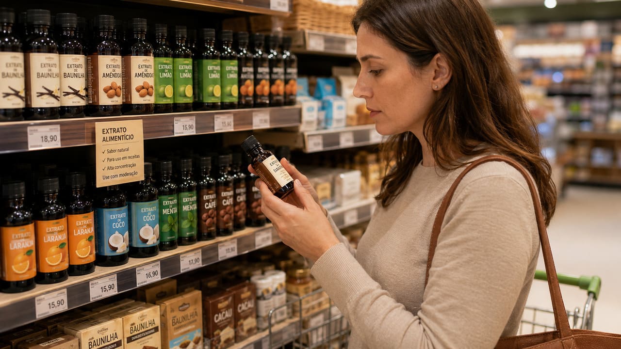 Na hora da compra, vale verificar se o produto é realmente um extrato alimentício e não apenas uma essência ou aromatizante. Também é recomendável seguir a dosagem indicada pelo fabricante, manter o frasco bem fechado, armazená-lo em local fresco e protegido da luz e observar possíveis restrições em caso de alergia ao ingrediente de origem.