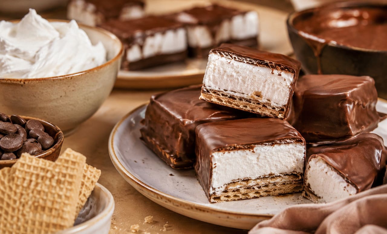O doce reúne poucas camadas, mas muito sabor.  A receita mais tradicional combina uma base de biscoito ou wafer, uma generosa camada de marshmallow e cobertura de chocolate. A mistura de texturas crocantes e macias é uma das marcas registradas da nhá-benta, que pode ser também em formatos diferentes do tradicional.