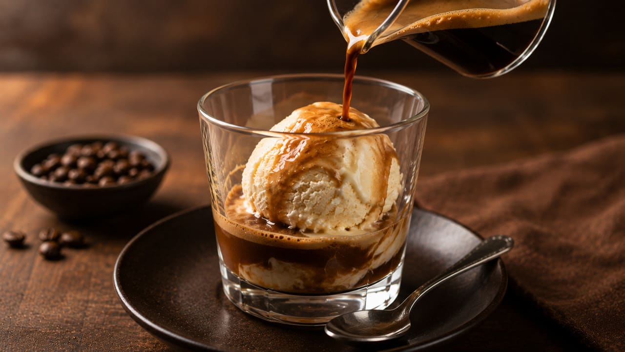 A versão clássica utiliza apenas uma bola de sorvete de baunilha e uma dose de café espresso quente. Essa simplicidade ajuda a destacar tanto o sabor do café quanto a cremosidade do sorvete.