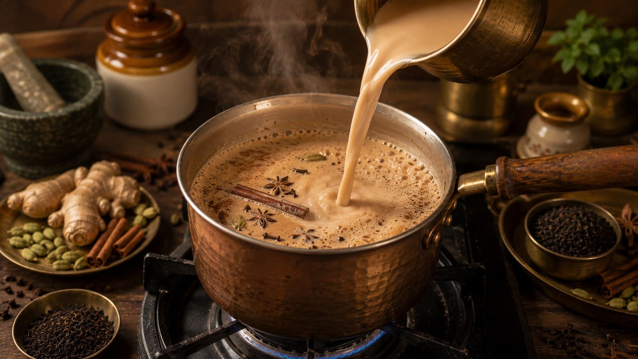 Diferentemente da maioria dos chás consumidos no Ocidente, o masala chai normalmente é preparado com leite, que deixa a bebida mais cremosa e ajuda a equilibrar o sabor intenso das especiarias.