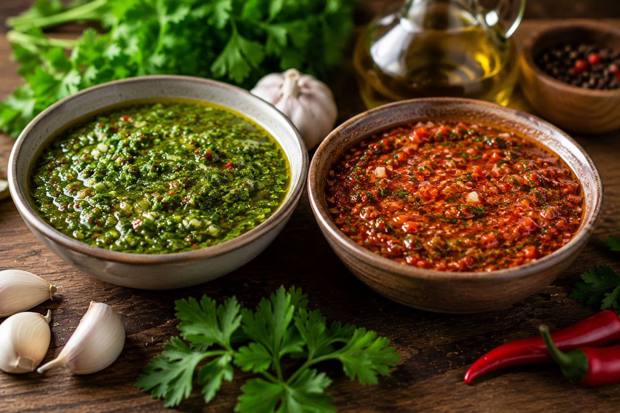 Existem versões verdes e avermelhadas do chimichurri. A cor depende dos ingredientes empregados, especialmente da quantidade de ervas, páprica, pimenta e outros temperos presentes na mistura.