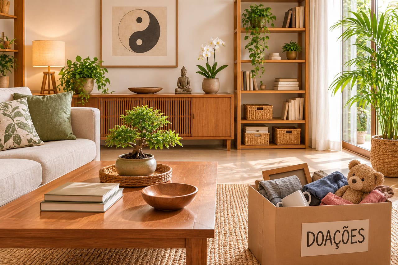No Feng Shui, acumular objetos sem uso bloqueia o fluxo da energia vital (Chi). Itens parados funcionam como 