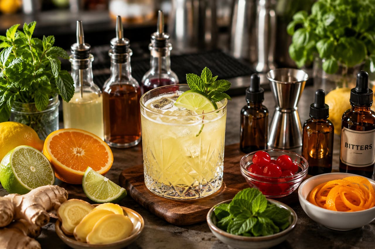 O equilíbrio dos sabores faz toda a diferença
Os cocktails costumam combinar elementos doces, ácidos, amargos e aromáticos. Limão, laranja, hortelã, gengibre, frutas, xaropes e bitters ajudam a criar bebidas equilibradas e agradáveis ao paladar.