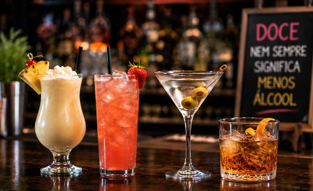 Alguns cocktails são famosos no mundo inteiro
Drinks como Mojito, Margarita, Negroni, Old Fashioned, Cosmopolitan, Dry Martini, Aperol Spritz e Piña Colada estão entre os mais conhecidos. Cada um possui características próprias e combina diferentes destilados, frutas, ervas e licores.