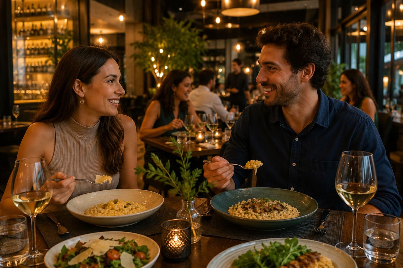 O arroz fornece energia por meio dos carboidratos, enquanto ingredientes como legumes, cogumelos, frango, peixes ou frutos do mar acrescentam proteínas, vitaminas e minerais. Dessa forma, o risoto pode se transformar em uma refeição equilibrada, especialmente quando acompanhado de uma salada.