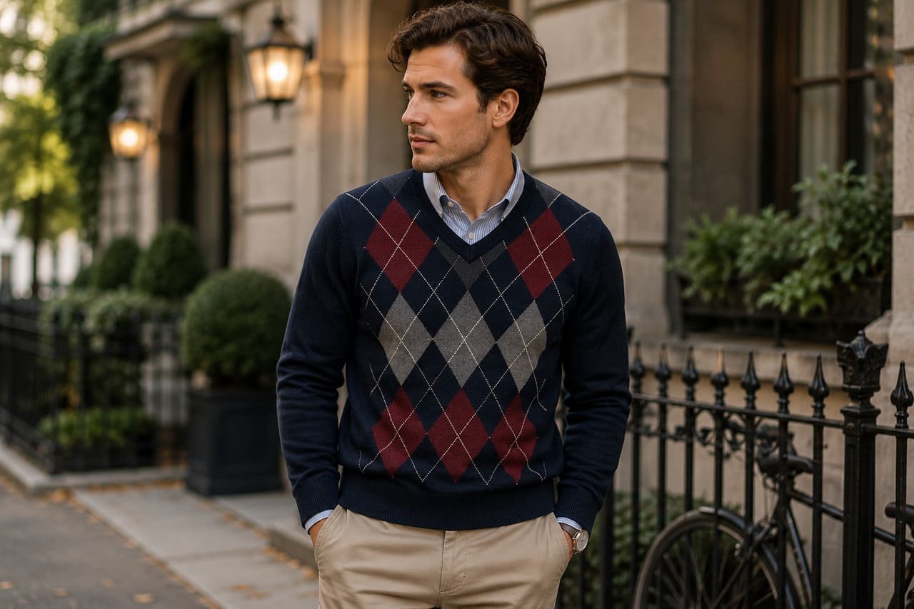 Diferente dos demais, o Argyle é formado por losangos sobrepostos atravessados por linhas finas. Inspirado em antigos desenhos escoceses, tornou-se um clássico de suéteres, coletes, meias e roupas ligadas ao golfe e ao estilo preppy.