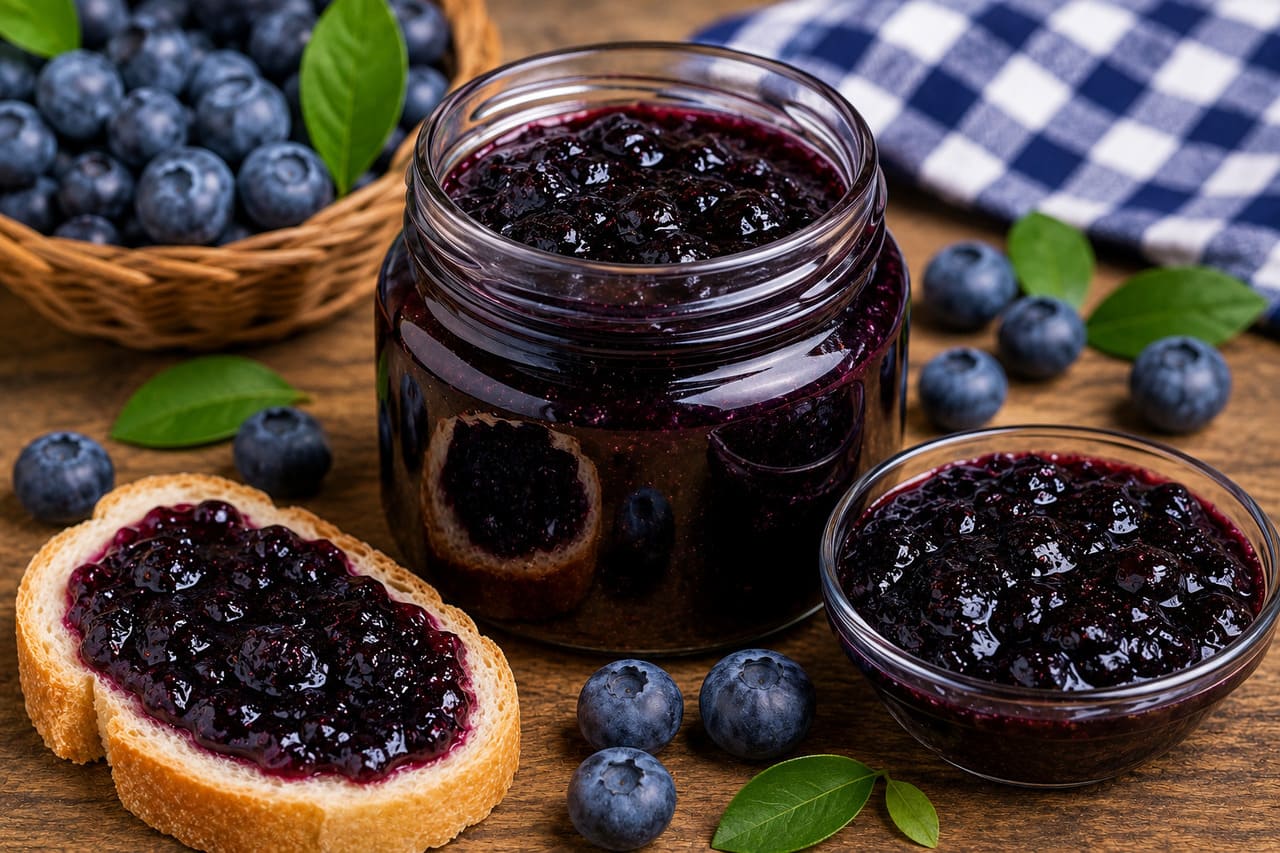Mirtilo – Rico em antioxidantes, produz geleias de cor intensa e sabor naturalmente adocicado. Seu preparo consiste em cozinhar a fruta com açúcar e um pouco de limão até atingir a consistência desejada.