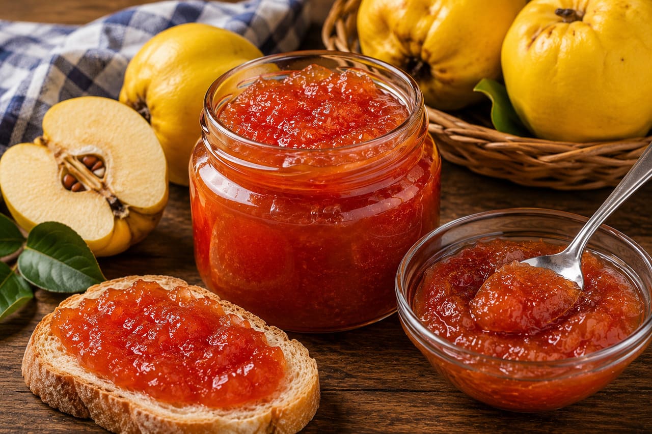 Marmelo – Muito rico em pectina, é uma das melhores frutas para produzir geleias firmes. Também fornece fibras que contribuem para o bom funcionamento do intestino. Seu preparo consiste em cozinhar a fruta com água e açúcar até atingir uma consistência espessa.