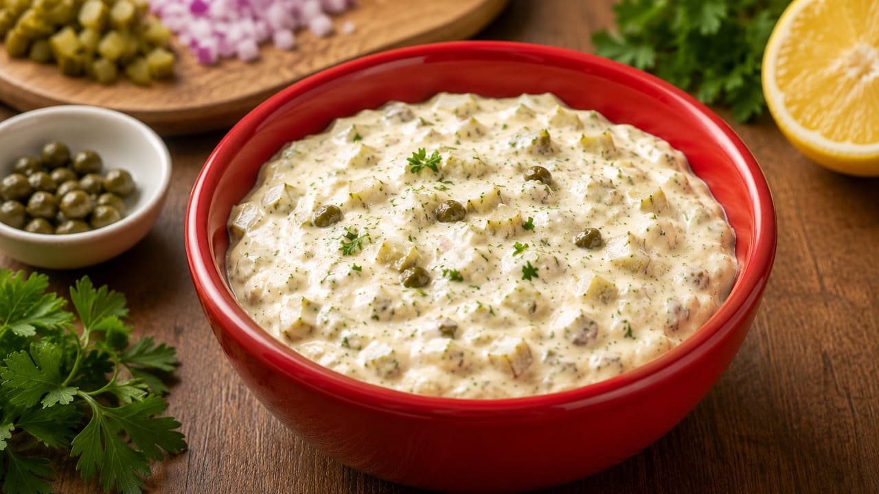 Use maionese como base cremosa- A maionese dá corpo ao molho tártaro e ajuda a unir todos os ingredientes. Para um resultado mais leve, é possível misturá-la com um pouco de iogurte natural.