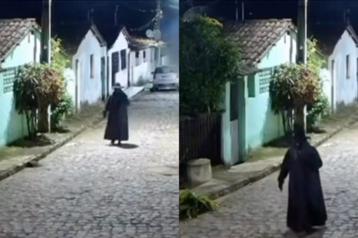 Homem se fantasia de 'Olhos Famintos' de madrugada, assusta moradores e é levado para delegacia em Pernambuco – Reprodução/Polícia Militar 