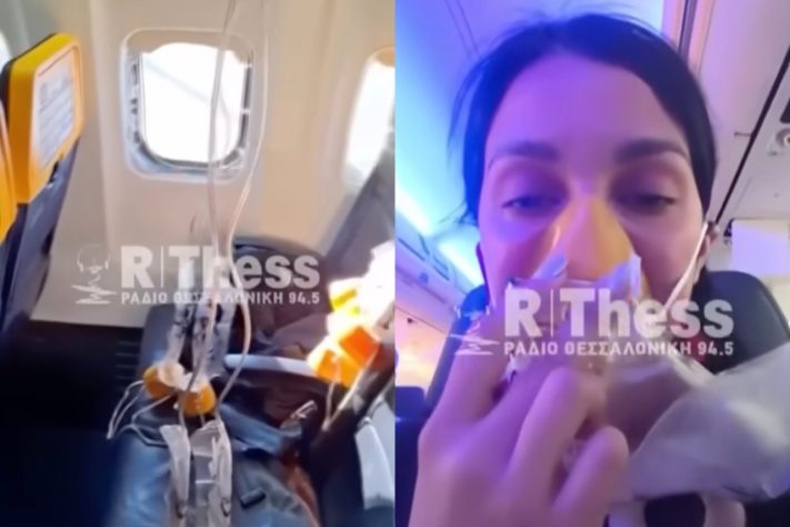 Janela quebra durante voo da Ryanair e passageiro fica com metade do corpo para fora – Reprodução/Rthess