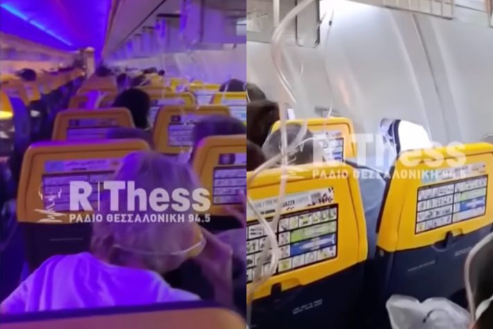 Janela quebra durante voo da Ryanair e passageiro fica com metade do corpo para fora – Reprodução/Rthess