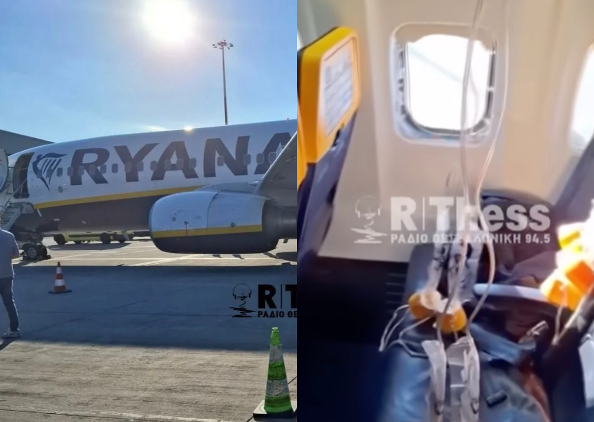Janela quebra durante voo da Ryanair e passageiro fica com metade do corpo para fora – Reprodução/Rthess