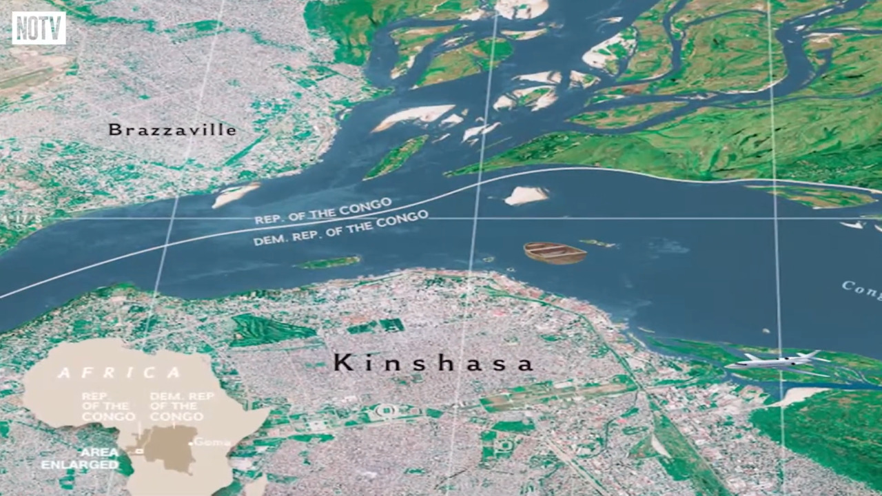 Os dois países são separados, em grande parte, pelo rio Congo, um dos maiores do mundo. De um lado está a República do Congo, cuja capital é Brazzaville. Do outro, a República Democrática do Congo, que tem como capital Kinshasa. As duas cidades ficam frente a frente, separadas apenas pelo rio, e são as capitais mais nacionais mais próximas do mundo.
