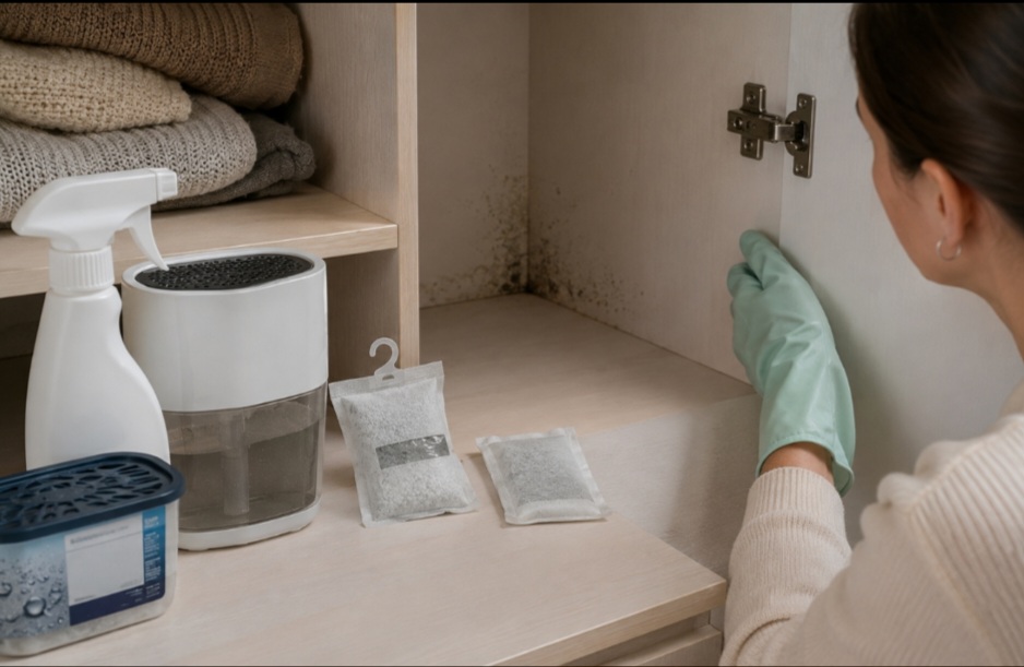 O mofo costuma aparecer em locais com excesso de umidade e pouca ventilação. Além de comprometer roupas, móveis e paredes, também pode provocar odores desagradáveis e favorecer problemas respiratórios em pessoas sensíveis. Felizmente, existem produtos tanto para prevenir quanto para combater os fungos quando eles já estão instalados. -  (crédito: Imagem gerada por i.a )