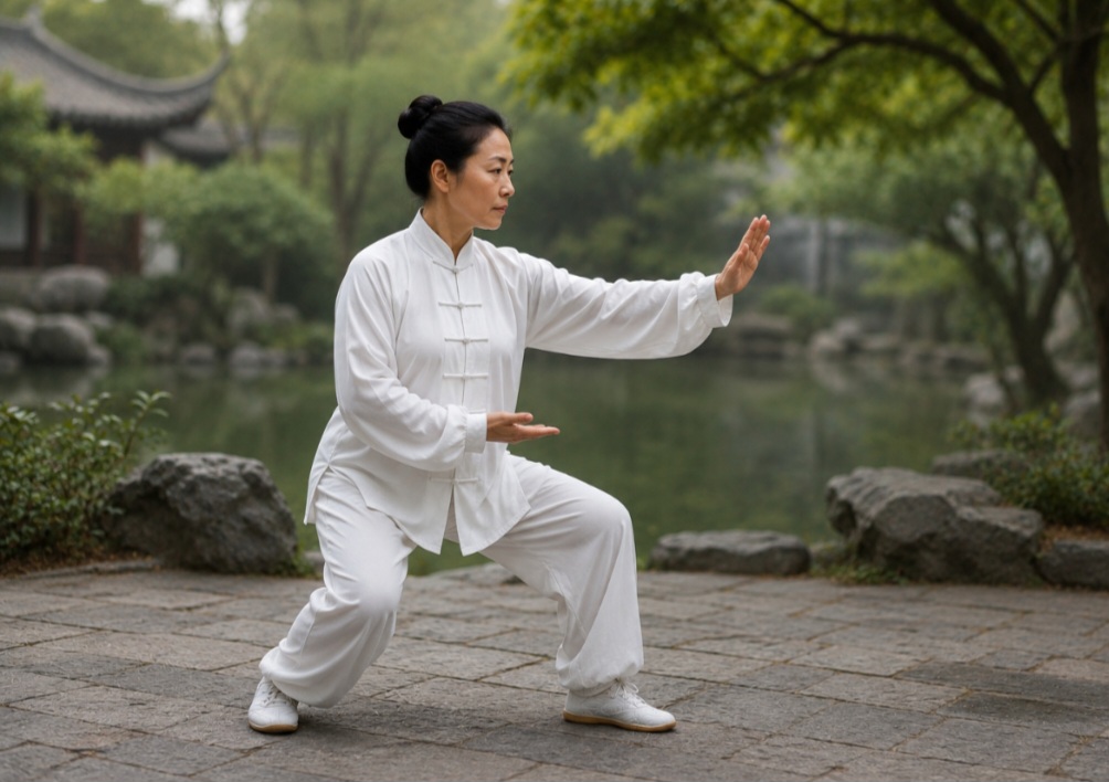 O estilo Wu foi desenvolvido por Wu Quanyou e consolidado por seu filho, Wu Jianquan. Caracteriza-se por movimentos suaves e contínuos, postura mais compacta e passadas menores, distinguindo-se do estilo Yang por sua execução mais contida.