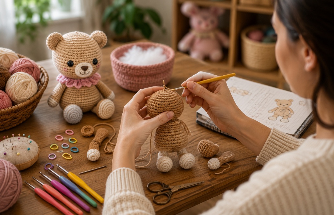 Para produzir um amigurumi, normalmente é necessário dominar técnicas como o anel mágico, o ponto baixo, os aumentos e as diminuições. Também é preciso costurar as diferentes partes do corpo com cuidado para garantir um bom acabamento. Com prática, é possível criar modelos cada vez mais elaborados.