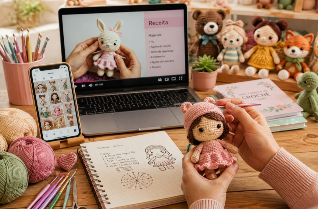 O sucesso do amigurumi se espalhou pelo mundo graças à internet, às redes sociais e aos cursos de artesanato. Hoje existem milhares de receitas, gráficos e videoaulas para todos os níveis de experiência. Essa combinação de criatividade, técnica e delicadeza faz do amigurumi uma das formas de crochê mais populares da atualidade.