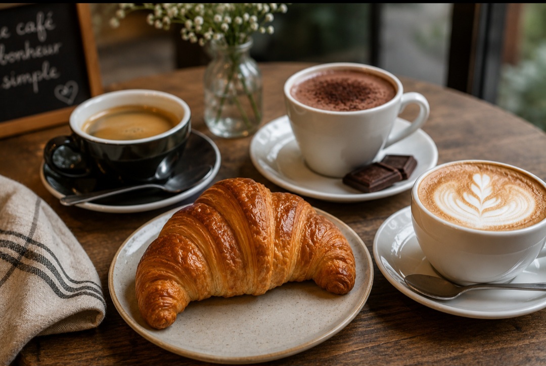 O croissant aparece no café da manhã, no brunch, em lanches e até em refeições leves. Também costuma acompanhar cafés, cappuccinos e chocolates quentes.